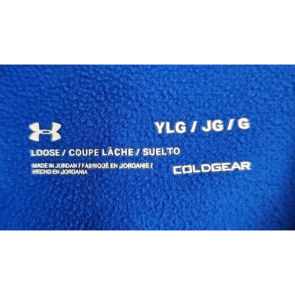 Under Armour Hoodie Boys YL BLUE Fleece Hooded Pullover Loose Coldgear - Picture 3 of 4